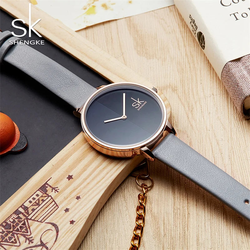 SK Classic Women’s Quartz Watch – Fashion Leather Strap Waterproof Wristwatch