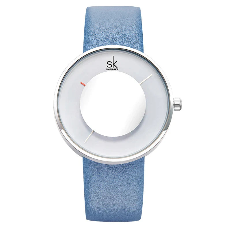 SK Women’s Quartz Watch – Elegant Leather Band, Waterproof Casual Wristwatch