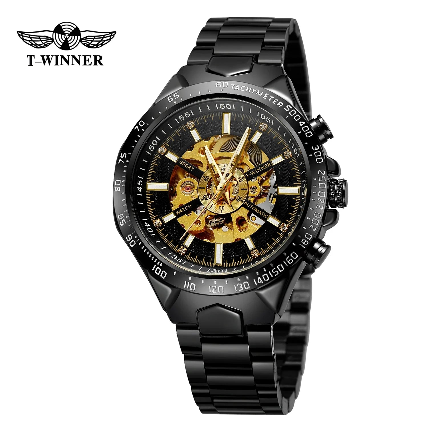 T-Winner Men’s Luxury Automatic Mechanical Watch – Stainless Steel Tourbillon Wristwatch