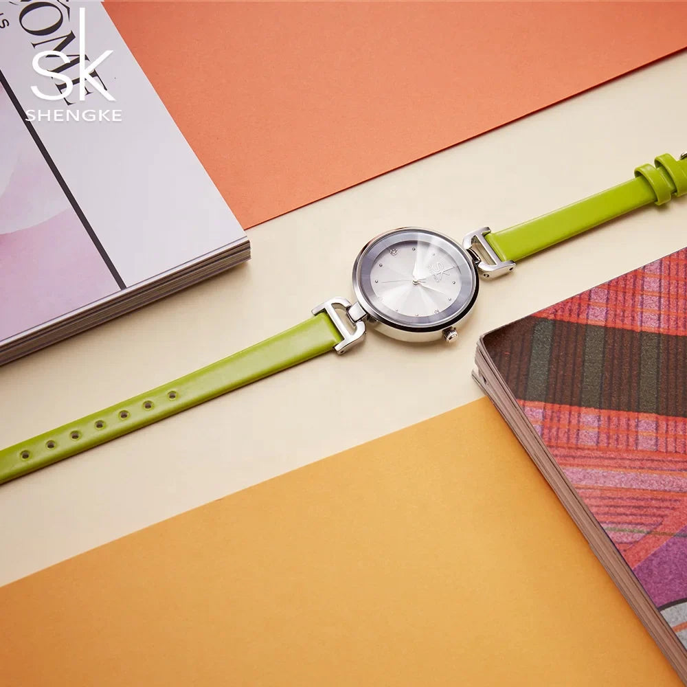 SK Women’s Leather Strap Watch – Luxury Waterproof Fashion Wristwatch