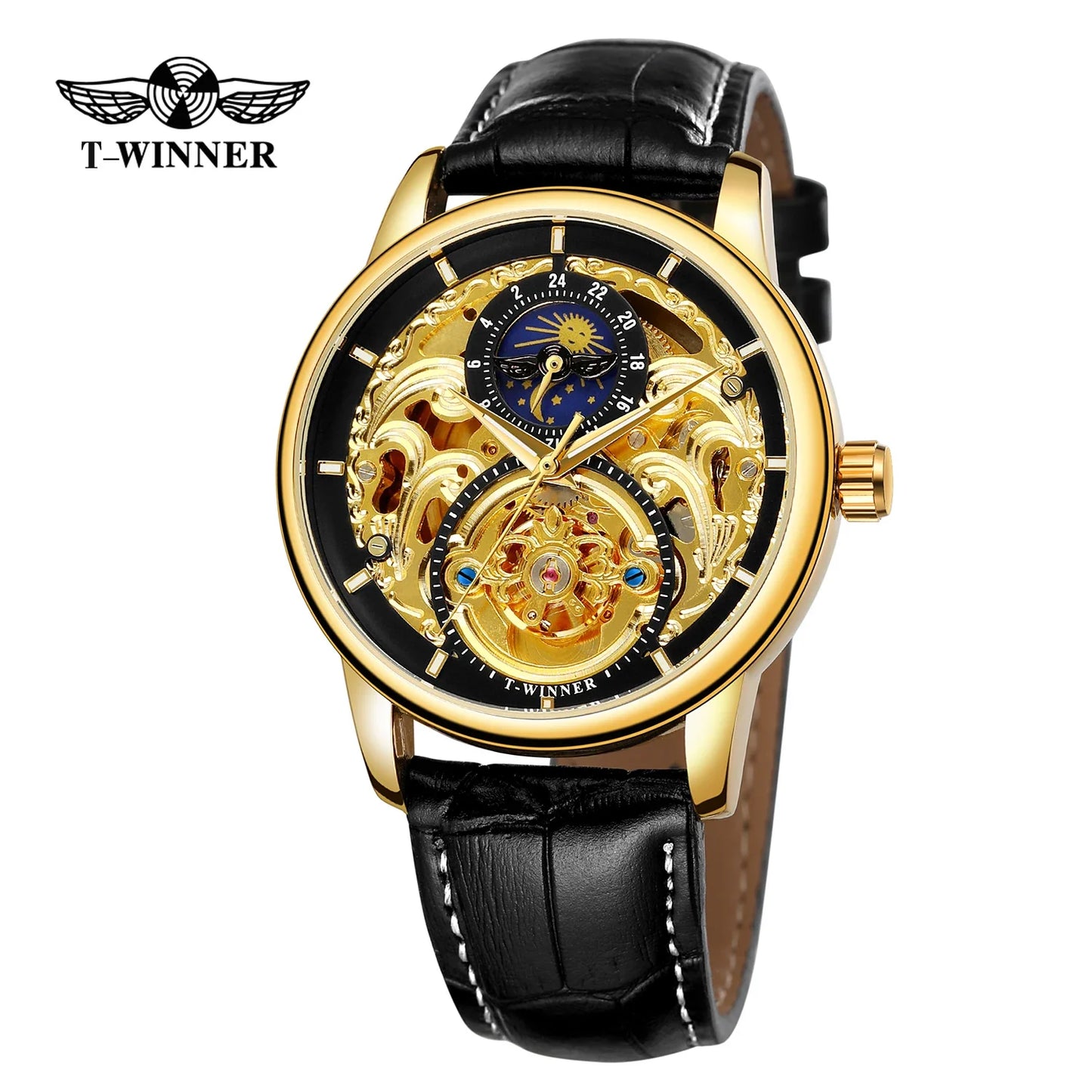 T-WINNER Luxury Automatic Mechanical Watch for Men – Leather Strap