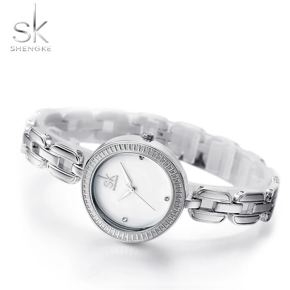 SK Women’s Luxury Quartz Bracelet Watch – Classic Alloy Waterproof Wristwatch
