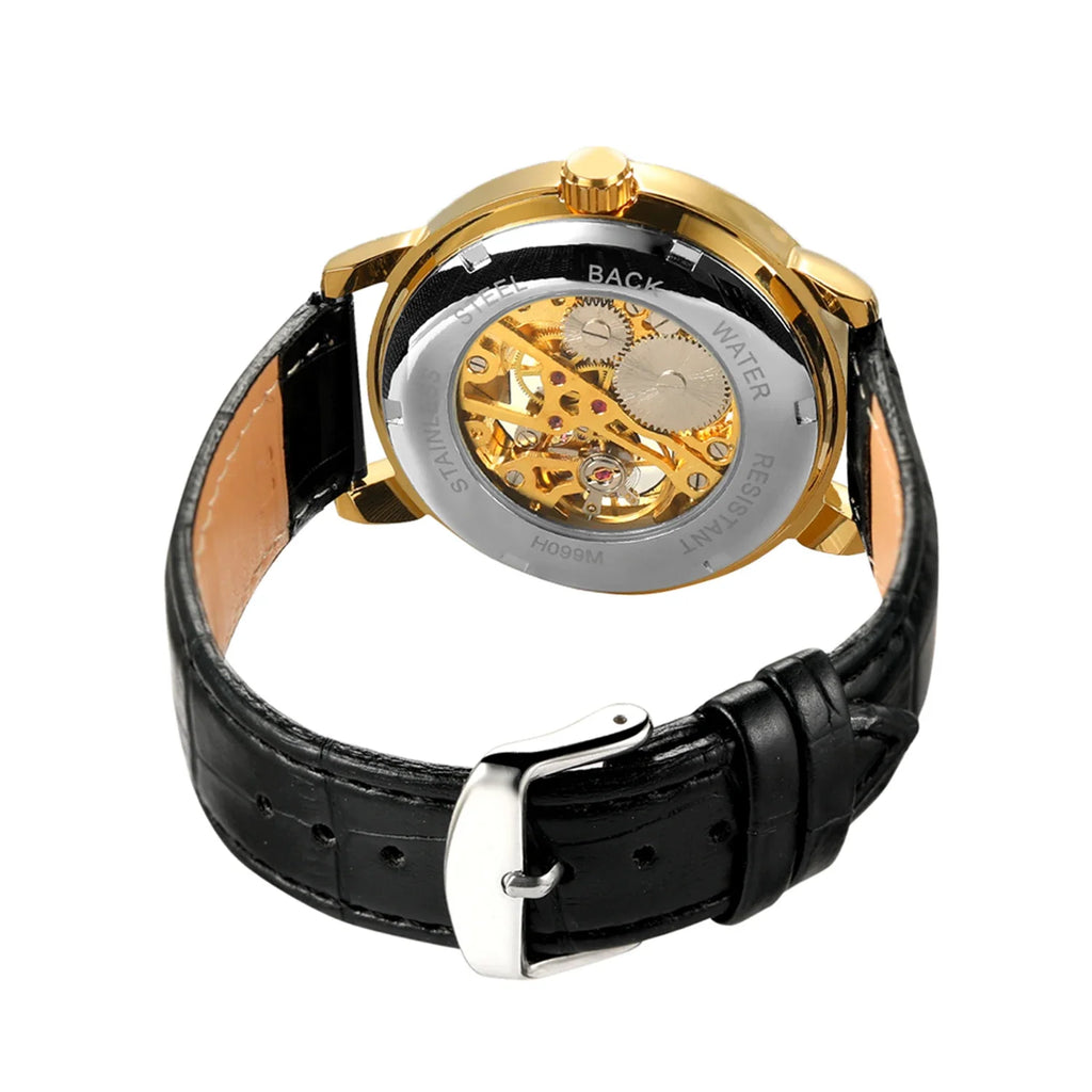 T-Winner Men's Mechanical Watch – Luminous Vintage Casual with Leather Strap