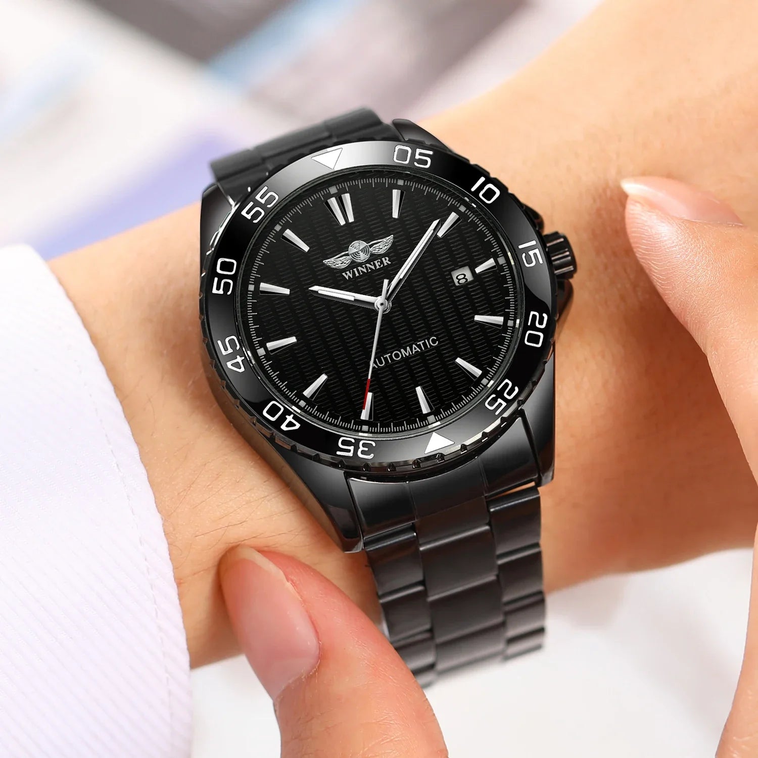 T-Winner Men’s Tachymeter Stainless Steel Automatic Watch – Fashionable Wristwatch
