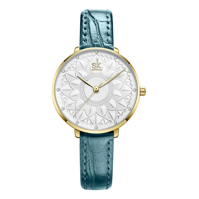 SK Women’s Quartz Dress Watch – Waterproof PU Leather Strap, Elegant Analog Design
