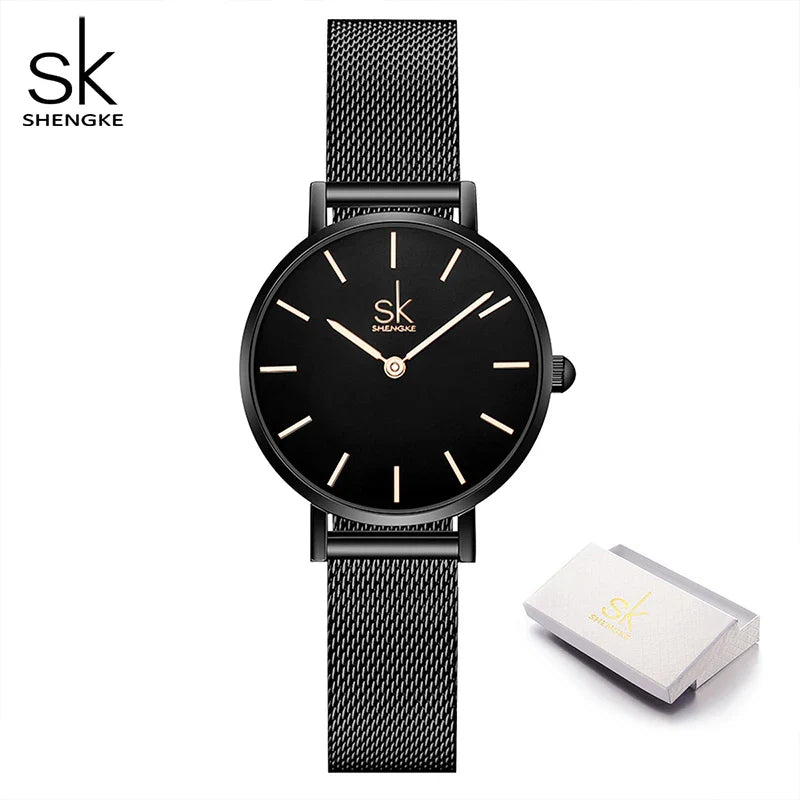 SK Women’s Luxury Quartz Watch – Mesh Strap, 32MM Waterproof Elegant Wristwatch
