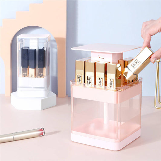 Dustproof Transparent Lipstick Organizer – Multi-Grid Makeup Storage Box for Vanity