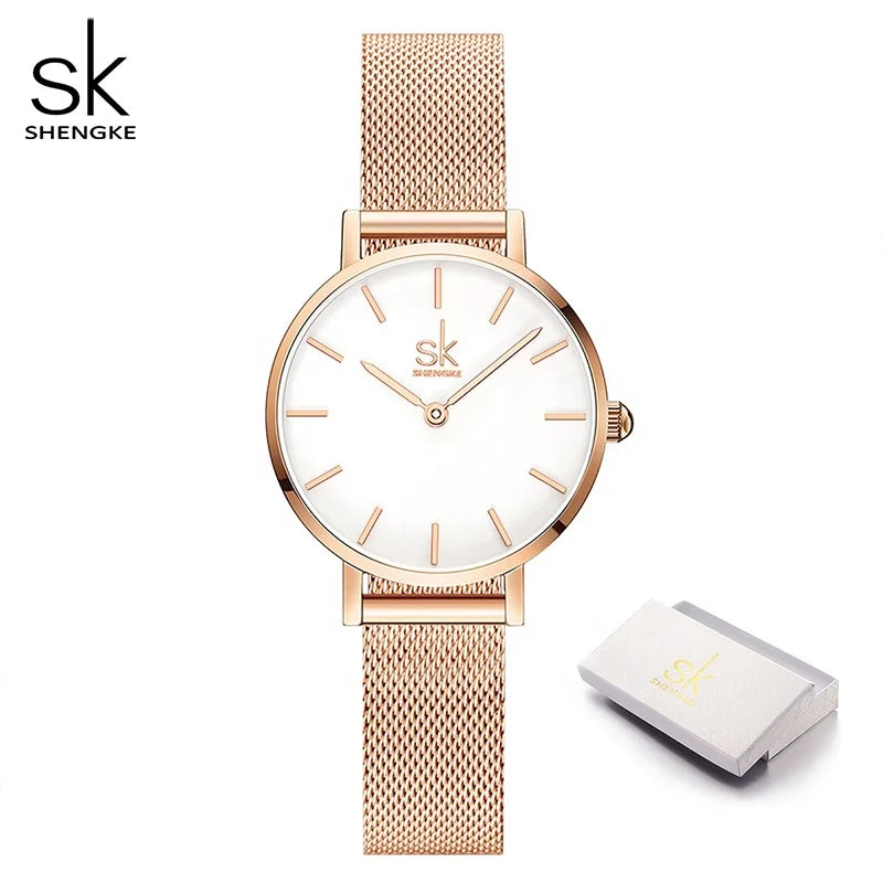 SK Women’s Luxury Quartz Watch – Mesh Strap, 32MM Waterproof Elegant Wristwatch