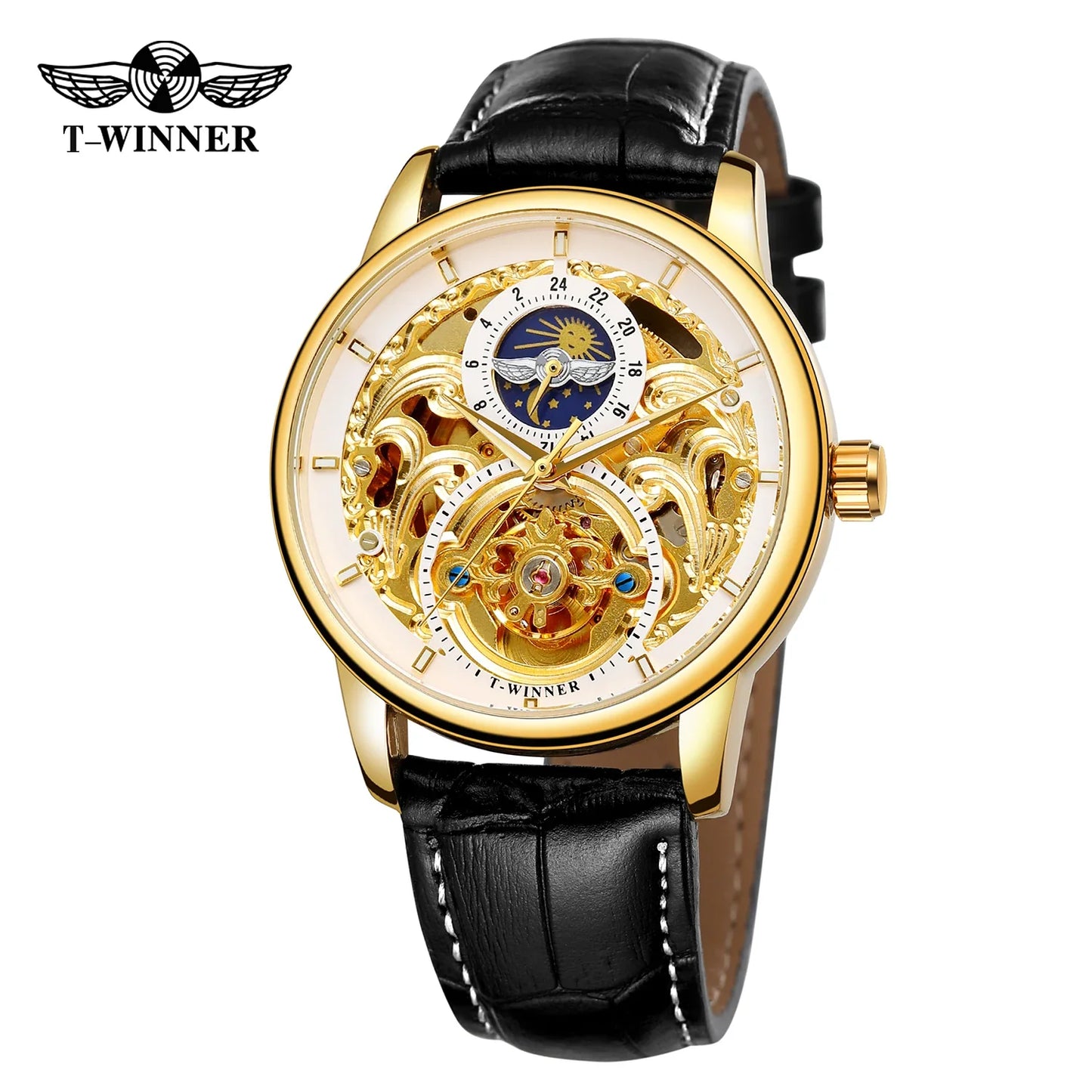 T-WINNER Luxury Automatic Mechanical Watch for Men – Leather Strap
