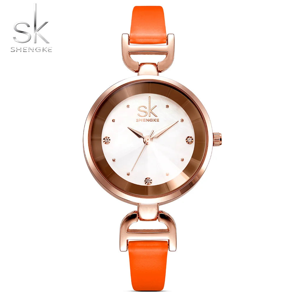 SK Women’s Leather Strap Watch – Luxury Waterproof Fashion Wristwatch