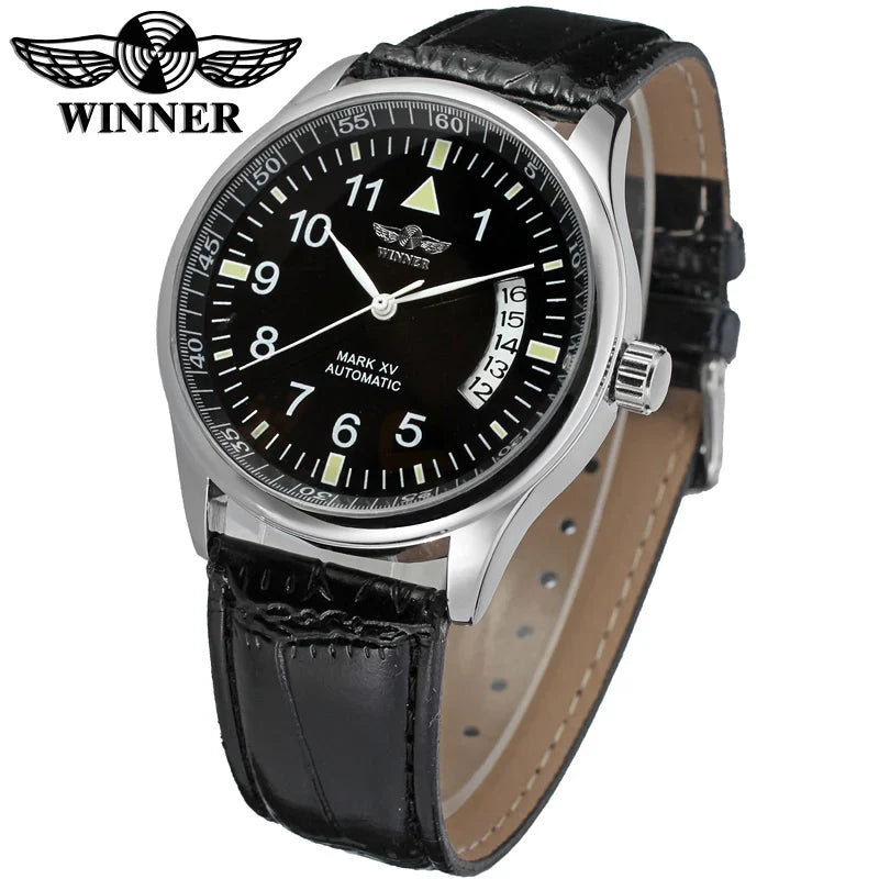 T-Winner Men’s Automatic Mechanical Watch – Retro Leather Strap, Business Style