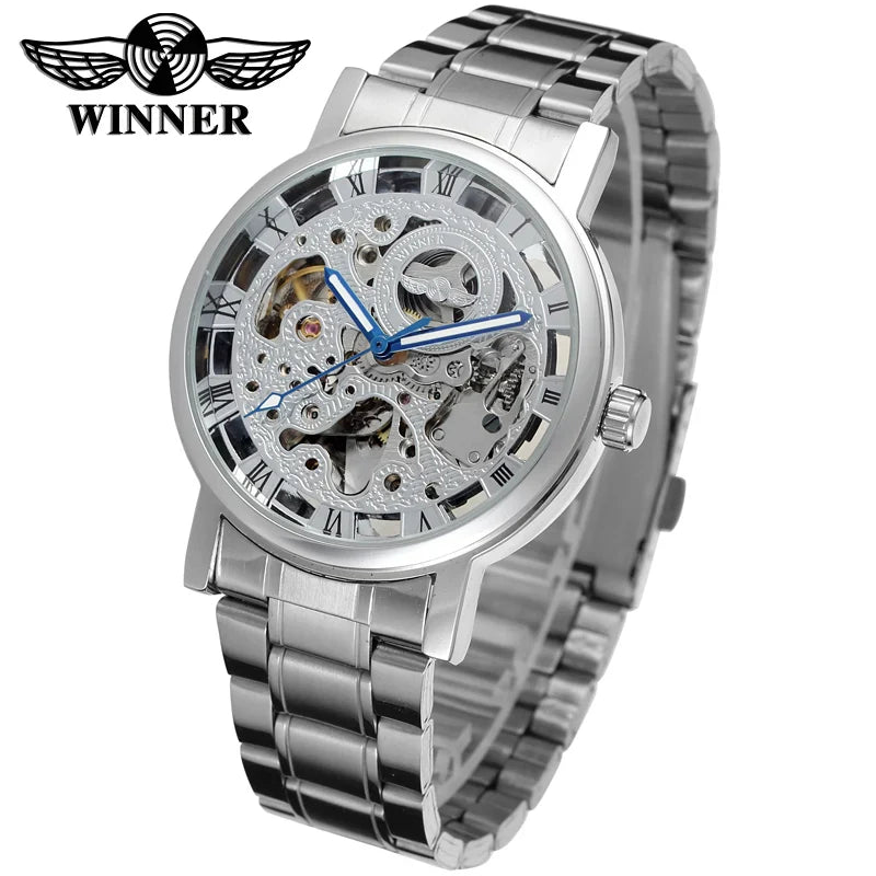 T-Winner Men’s Skeleton Automatic Mechanical Watch – Stainless Steel Fashion Timepiece