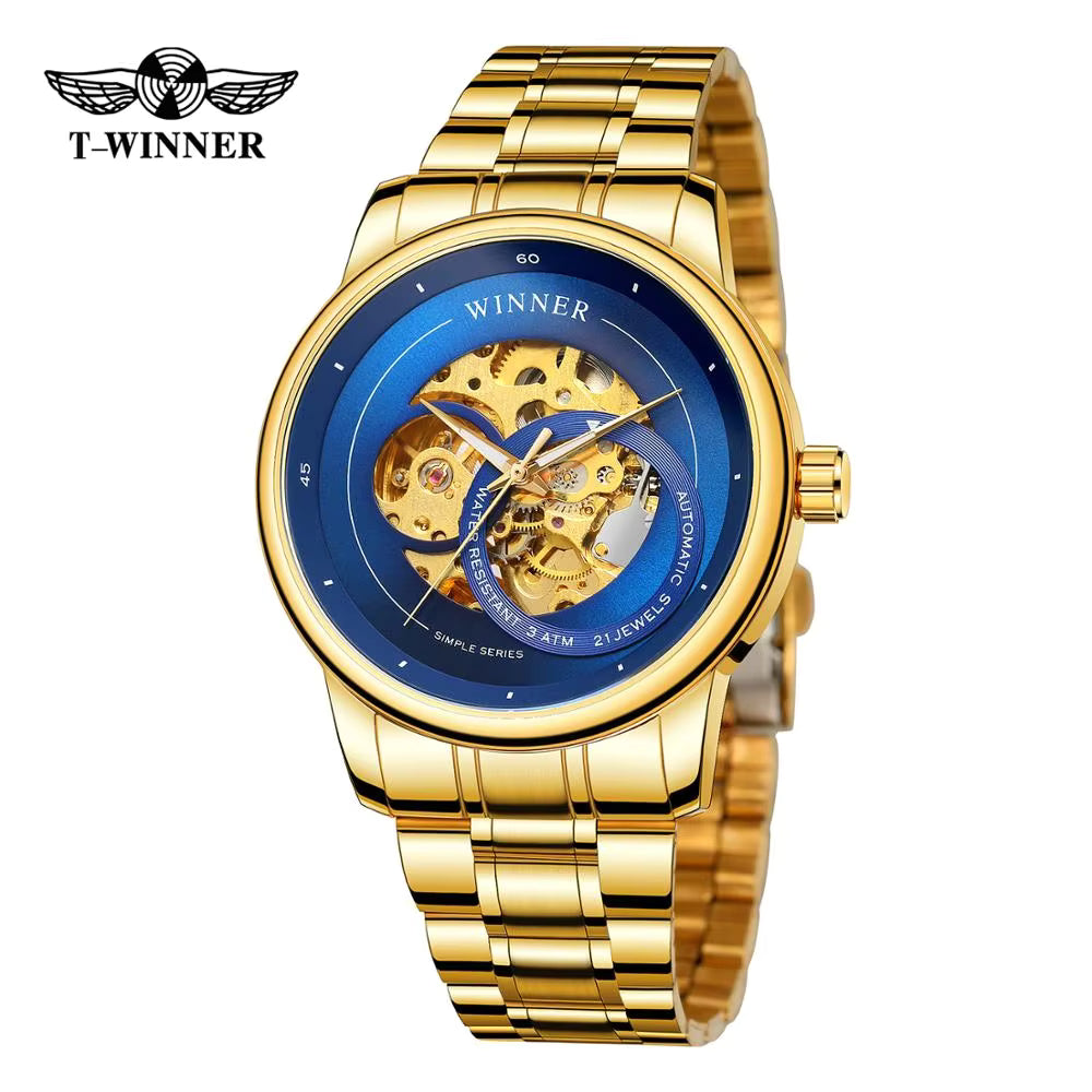 T-Winner Victor Automatic Skeleton Watch – Fashion Mechanical Men’s Business Timepiece