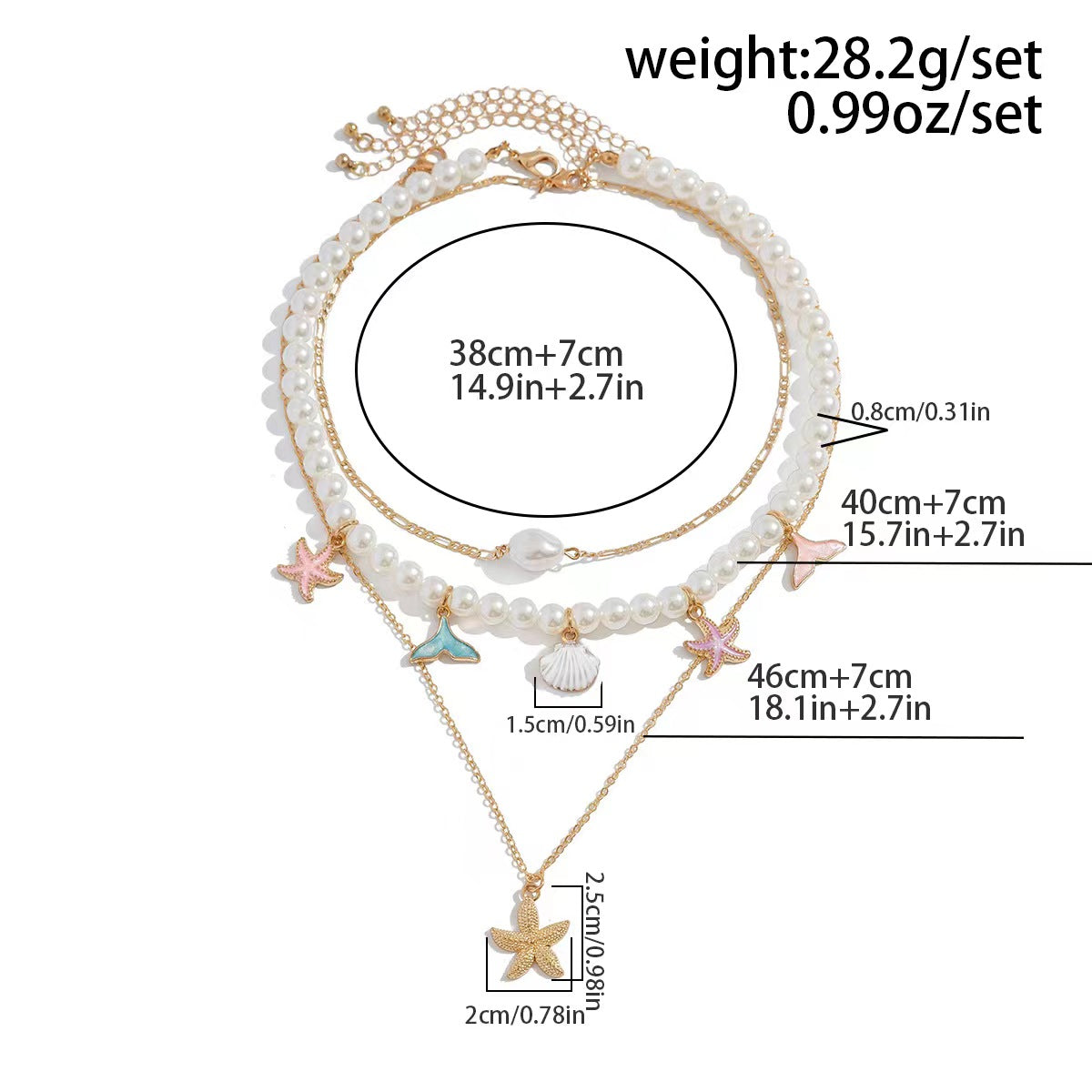 Mermaid Charm Pearl Layer Necklace for Women – Fashionable Alloy Jewelry