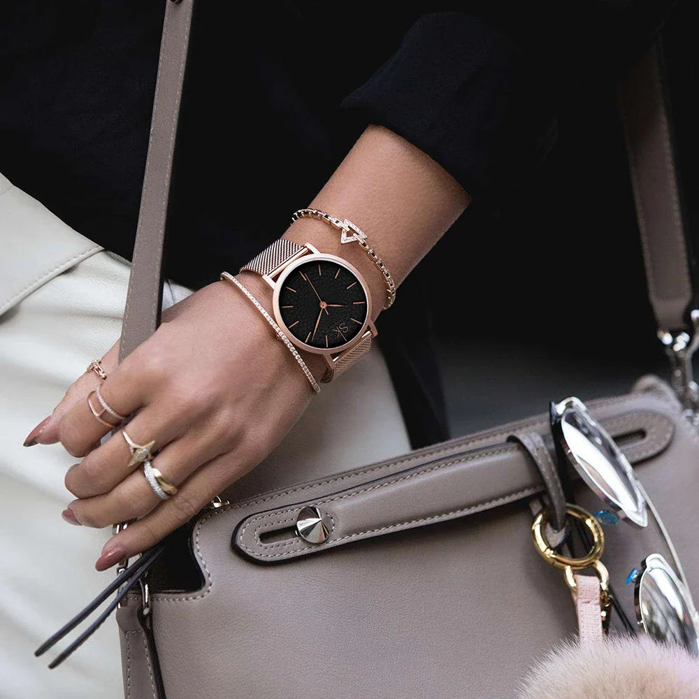 SK Luxury Women’s Quartz Watch – Fashion Wristwatch with Leather or Mesh Strap
