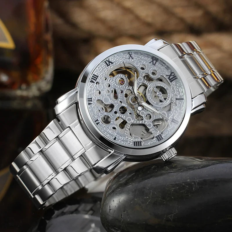 T-Winner Men’s Dragon Skeleton Watch – Automatic Mechanical Gold Luxury Timepiece