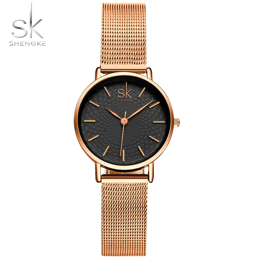SK Luxury Women’s Quartz Watch – Fashion Wristwatch with Leather or Mesh Strap