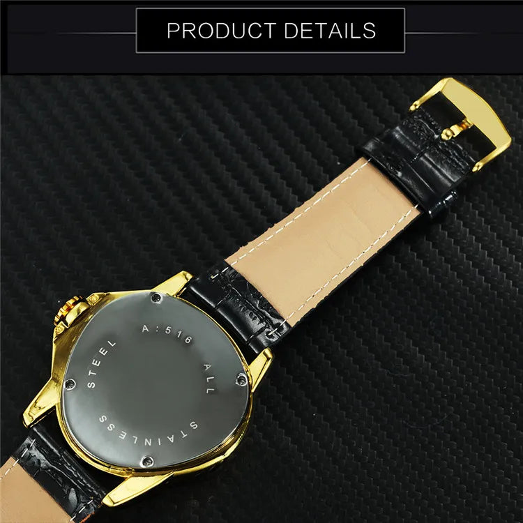 T-Winner Men’s Automatic Mechanical Racing Watch – Triangle Skeleton Leather Strap