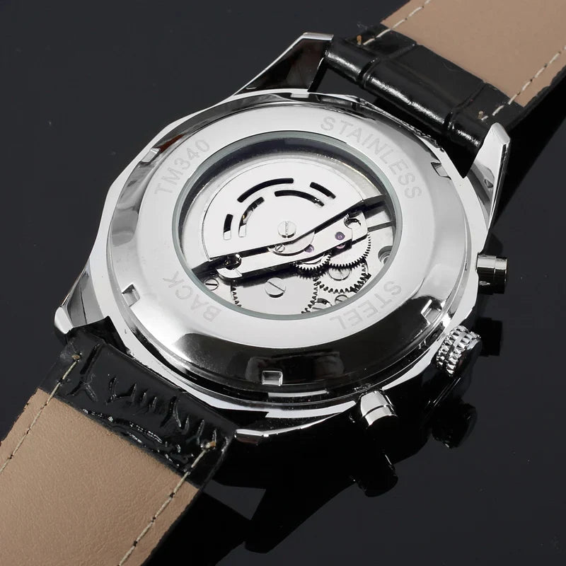 T-Winner Men’s Skeleton Automatic Watch – Luxury Mechanical Timepiece with Leather Strap