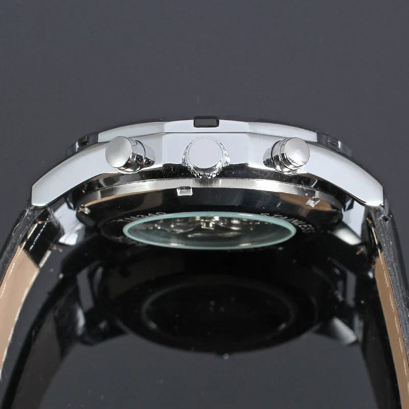 T-Winner Men’s Skeleton Automatic Watch – Luxury Mechanical Timepiece with Leather Strap
