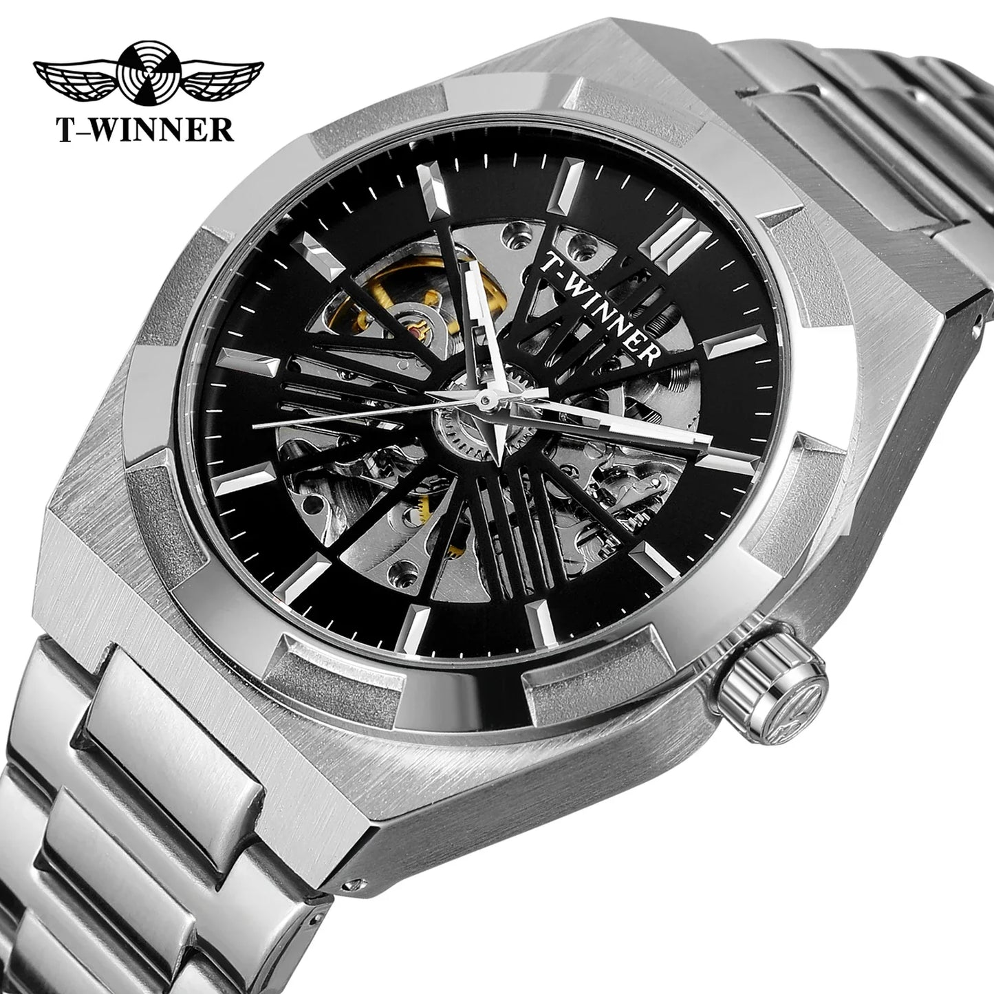 T-Winner Men’s Automatic Stainless Steel Watch – Luxury Business Wristwatch