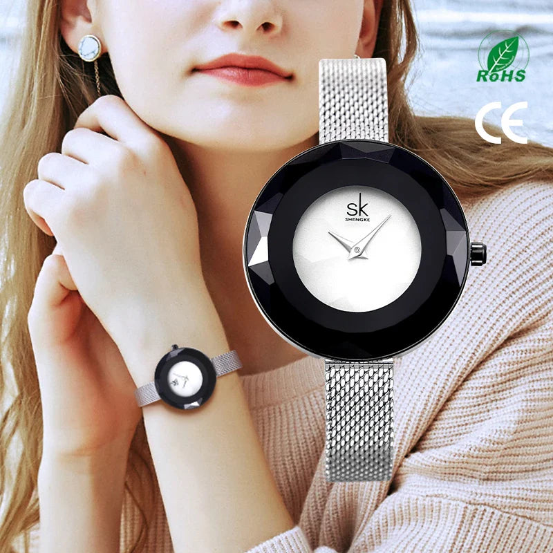 SK Minimalist Women’s Quartz Watch – Waterproof Stainless Steel Wristwatch