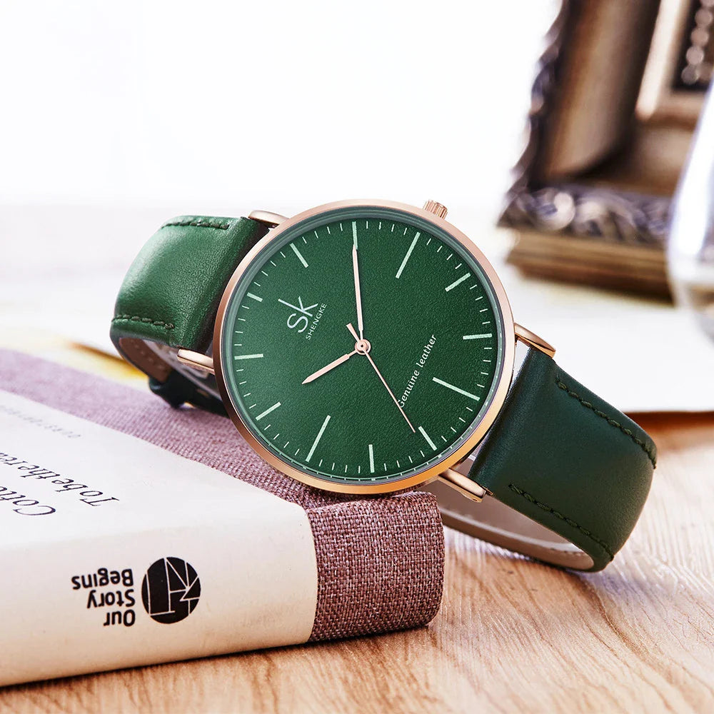 SK Women’s Quartz Watch – 40mm Leather Band, Waterproof Business Fashion Timepiece