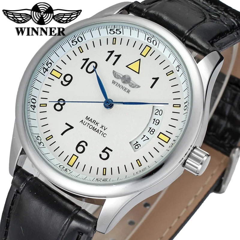 T-Winner Men’s Automatic Mechanical Watch – Retro Leather Strap, Business Style
