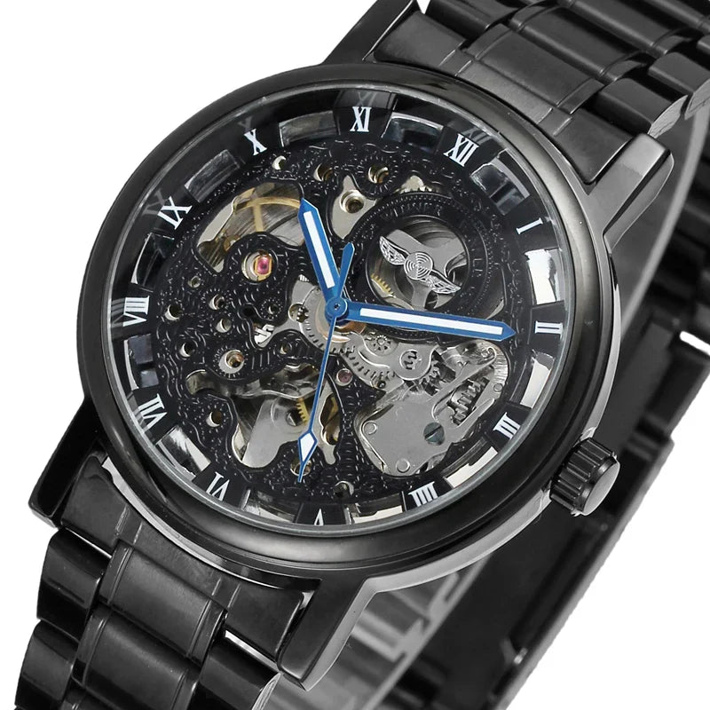 T-Winner Men’s Skeleton Automatic Mechanical Watch – Stainless Steel Fashion Timepiece