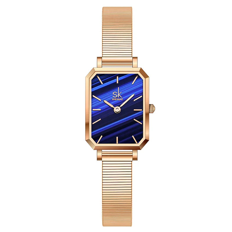 SK Luxury Women’s Quartz Watch – Rectangle Dial, Stainless Steel or Leather Strap Wristwatch