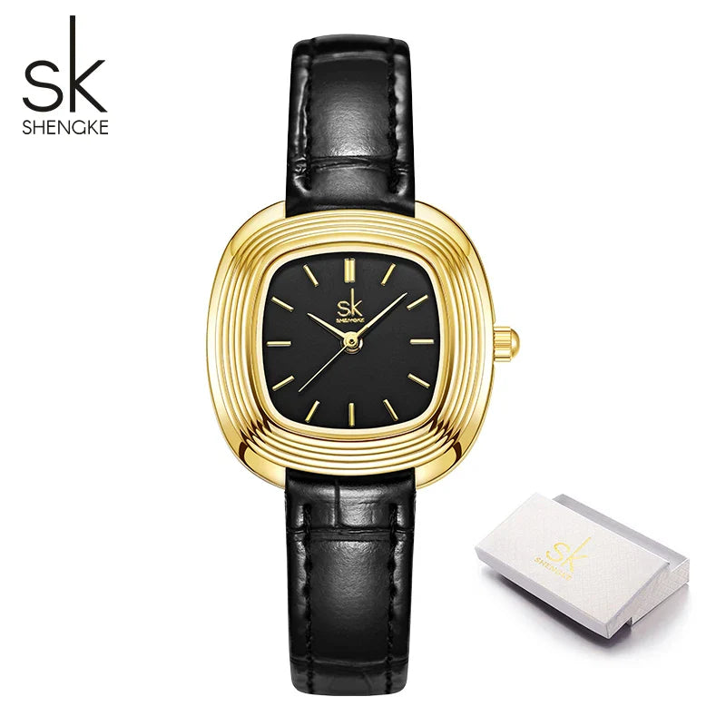 SK Women’s Quartz Watch – Fashion Square Dial, Waterproof Casual Wristwatch