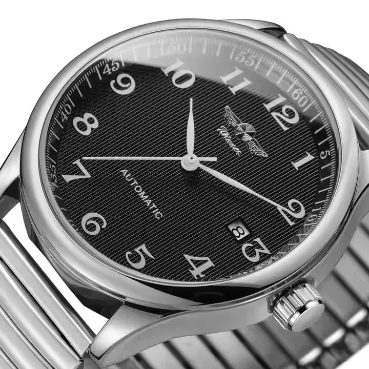 T-Winner Men’s Mechanical Watch – Silver Round Dial, Stainless Steel Strap