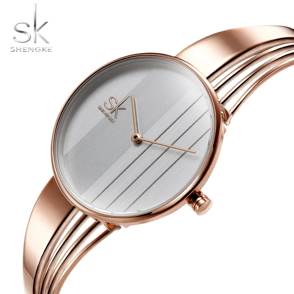 SK Women’s Quartz Watch – Fashion Stainless Steel Bracelet Wristwatch with Round Dial