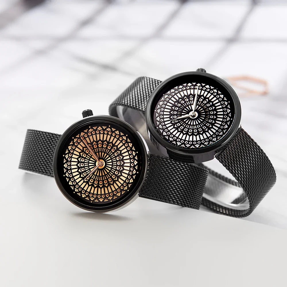 SK Women’s Quartz Watch – Luxury Stainless Steel Mesh Strap, 3ATM Waterproof