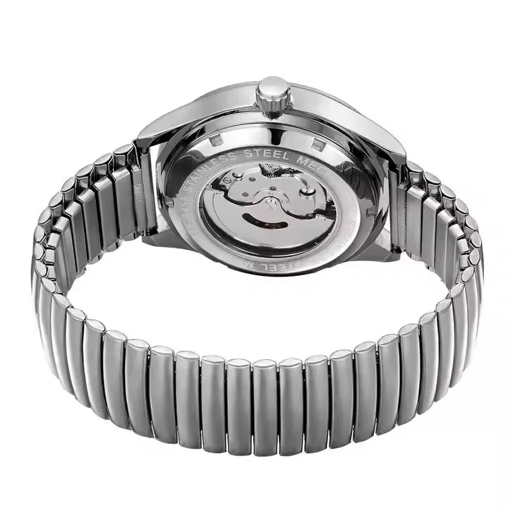 T-Winner Men’s Mechanical Watch – Silver Round Dial, Stainless Steel Strap