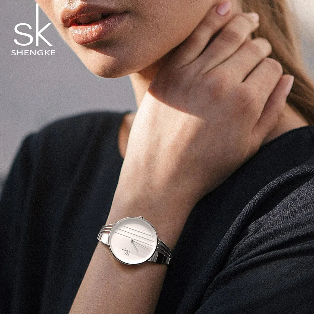 SK Women’s Quartz Watch – Fashion Stainless Steel Bracelet Wristwatch with Round Dial