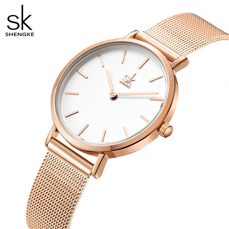 SK Women’s Luxury Quartz Watch – Mesh Strap, 32MM Waterproof Elegant Wristwatch