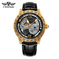 T-Winner Skeleton Automatic Watch for Men – Luxury Mechanical Design with Leather Strap