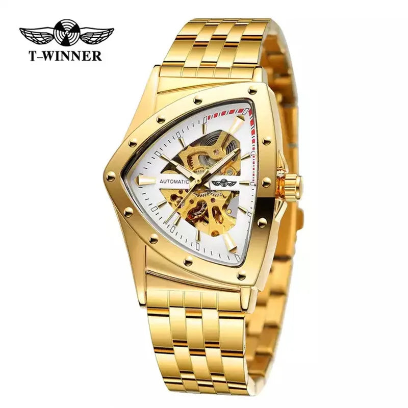 T-Winner Men’s Mechanical Watch – Triangular Dial Automatic Stainless Steel Band
