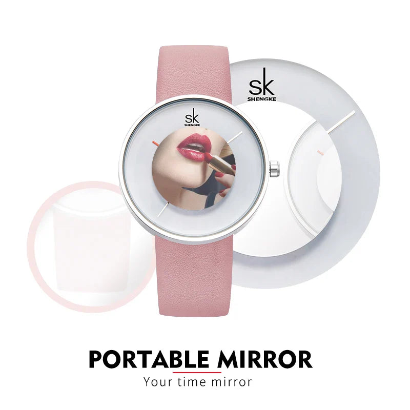 SK Women’s Quartz Watch – Elegant Leather Band, Waterproof Casual Wristwatch