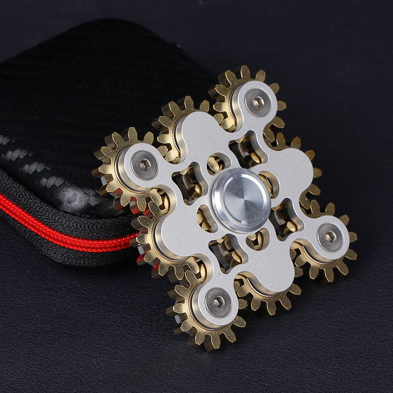 Metal Gear Fidget Spinner – Nine-Tooth Linkage EDC Toy for Stress Relief & Focus