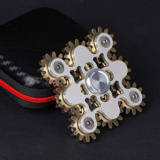 Metal Gear Fidget Spinner – Nine-Tooth Linkage EDC Toy for Stress Relief & Focus