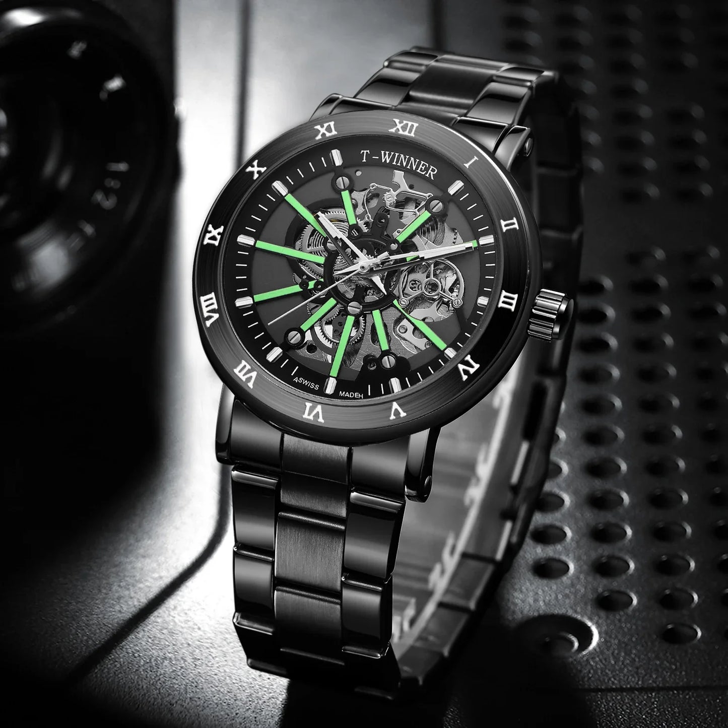 T-Winner Luxury Men’s Automatic Mechanical Watch – Luminous Dial, Water Resistant