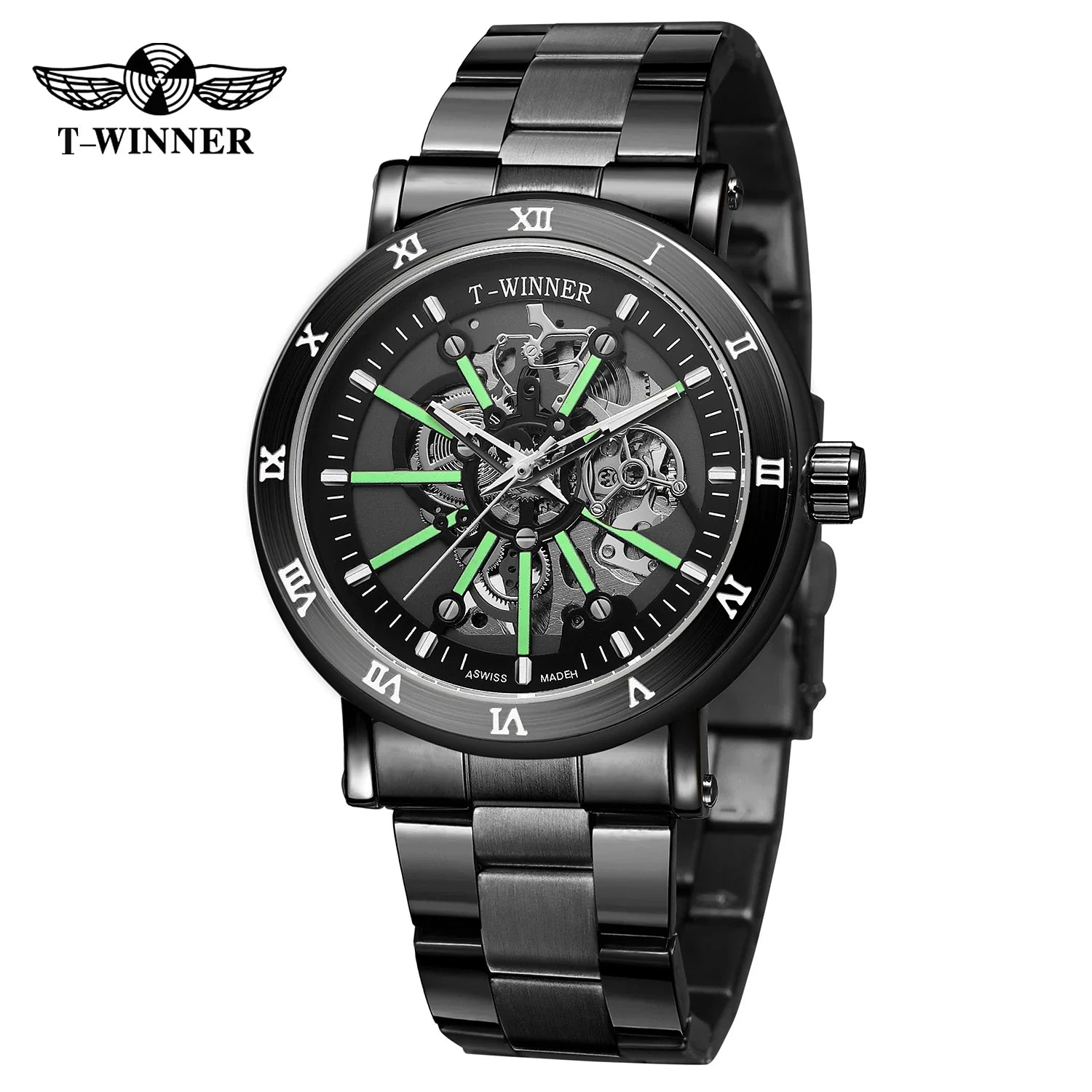T-Winner Luxury Men’s Automatic Mechanical Watch – Luminous Dial, Water Resistant