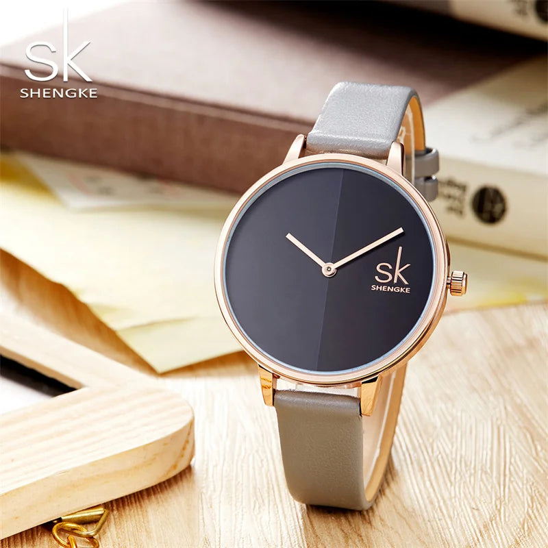 SK Classic Women’s Quartz Watch – Fashion Leather Strap Waterproof Wristwatch