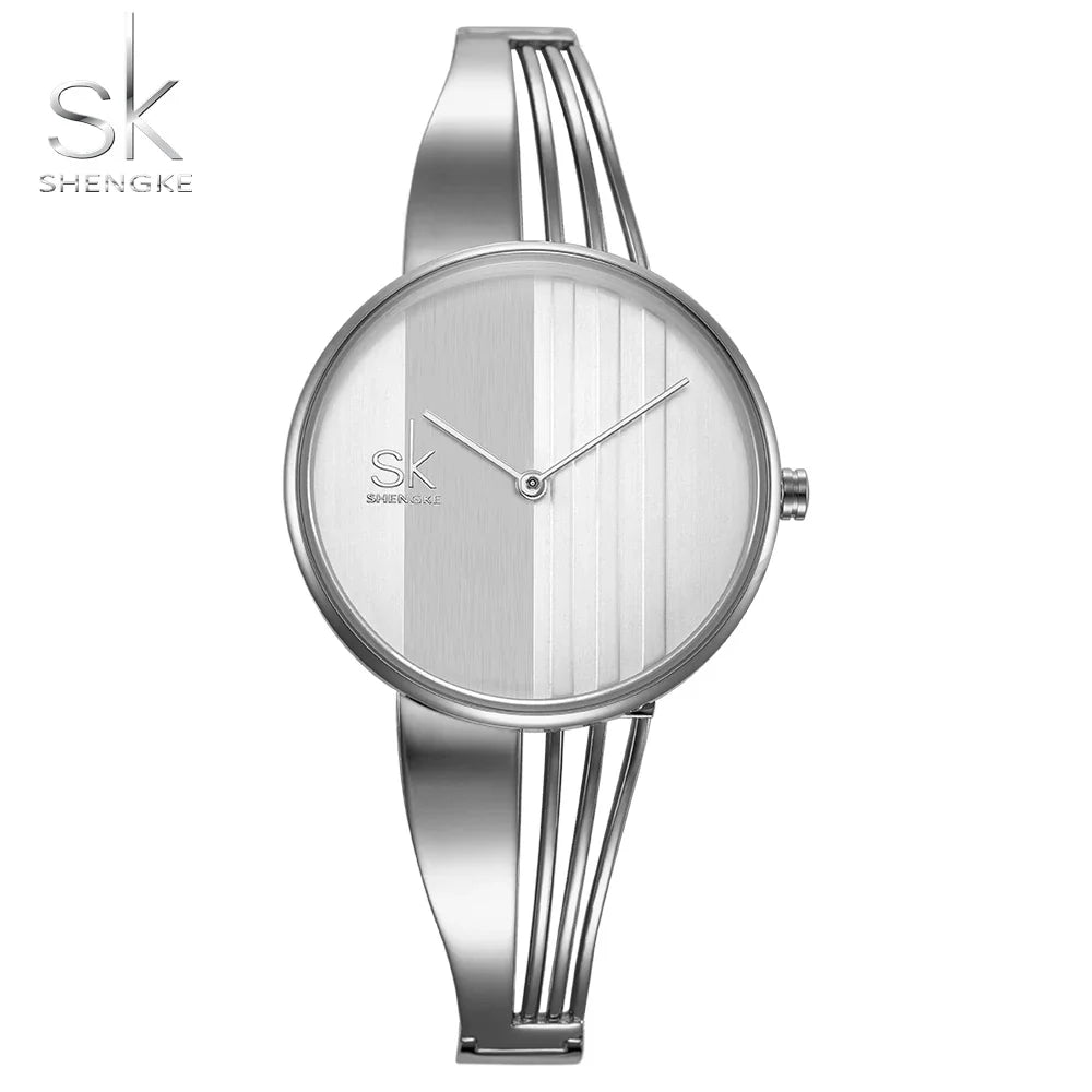 SK Women’s Quartz Watch – Fashion Stainless Steel Bracelet Wristwatch with Round Dial