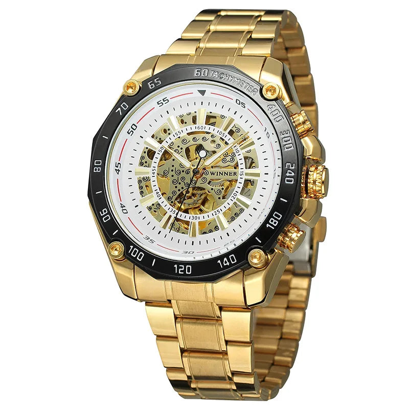 T-Winner Men’s Automatic Mechanical Watch – Hollow Dial, Luxury Timepiece