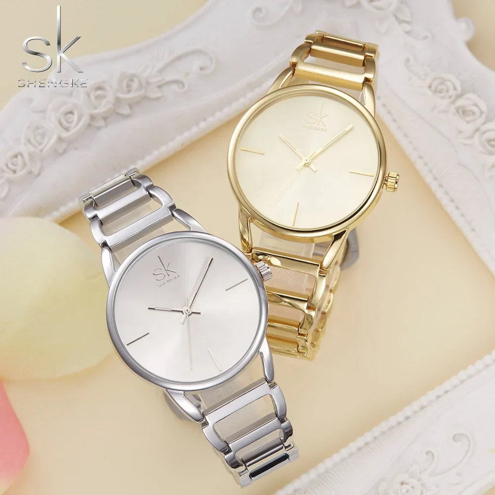 SK Women’s Casual Quartz Leather Strap Watch – Round Analog Waterproof Wristwatch