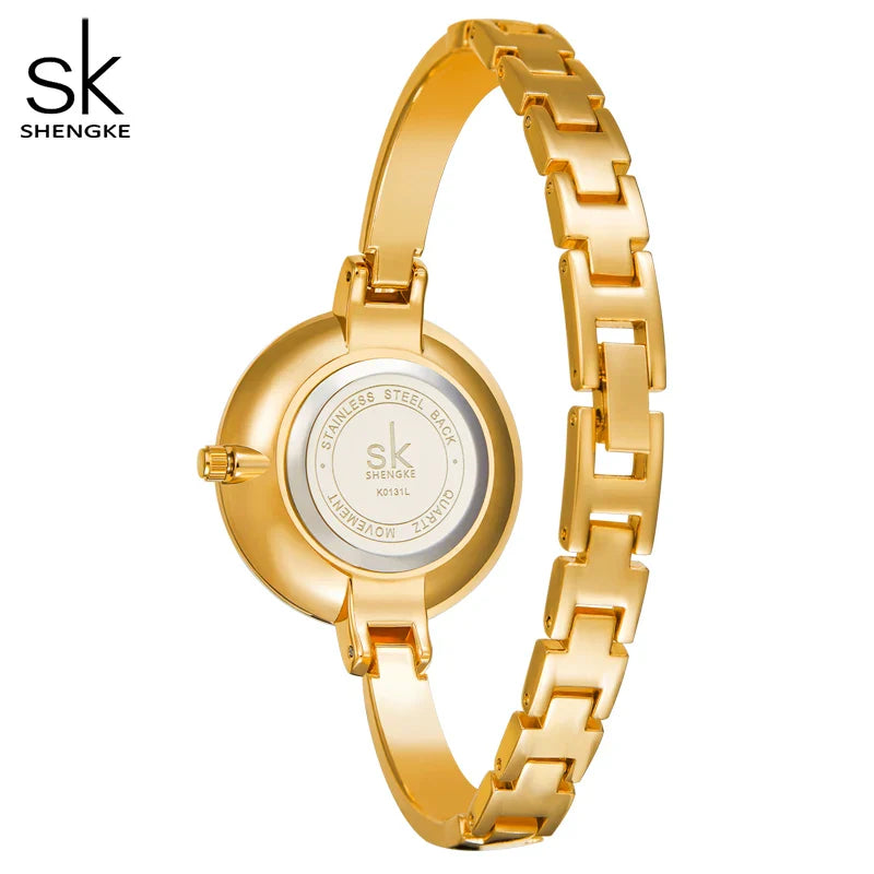 SK Women’s Quartz Watch – Diamond Accent Dial, Leather Strap, 3ATM Water Resistant