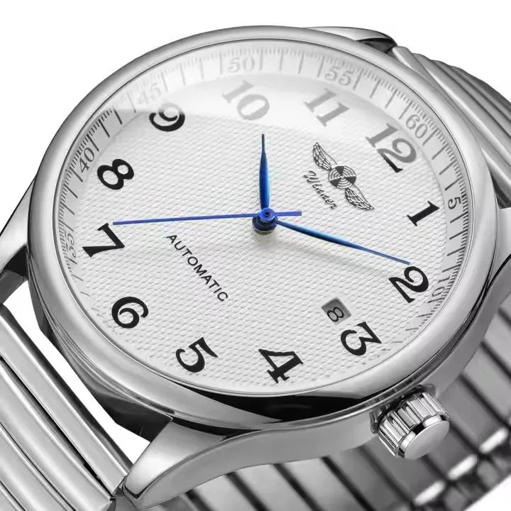 T-Winner Men’s Mechanical Watch – Silver Round Dial, Stainless Steel Strap